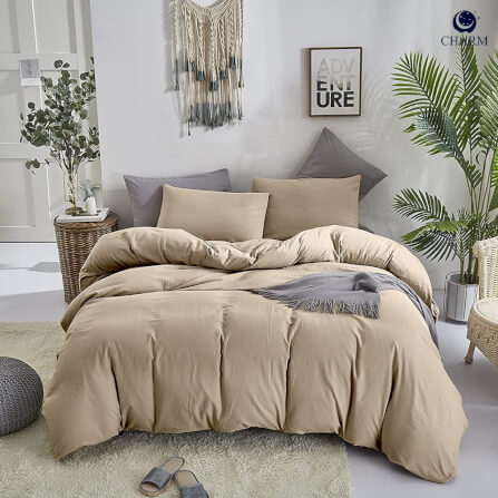 ชุดผ้าปูที่นอน 3.5ฟุต 3 ชิ้น Charm รุ่น คลาสสิค Bushy Beige ไม่รวมผ้านวม สี สีครีม_1